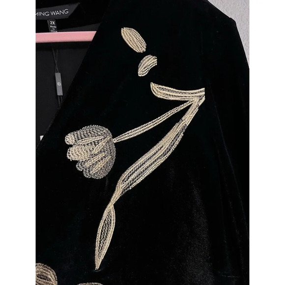 NWT Ming Wang Black Gold Embroidery Velvet Jacket 2X - Picture 3 of 9